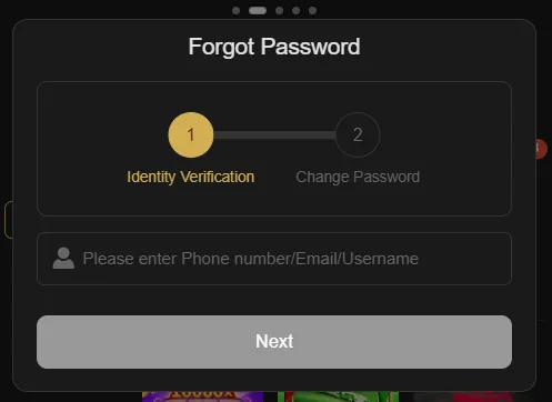 777sz forgot password screen to input your number